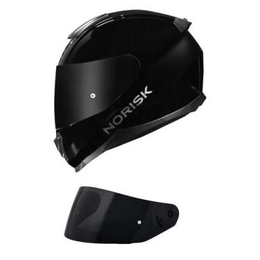 Imagem de Capacete Norisk Razor Monocolor Preto Brilhante Mais Viseira Fumê, 62