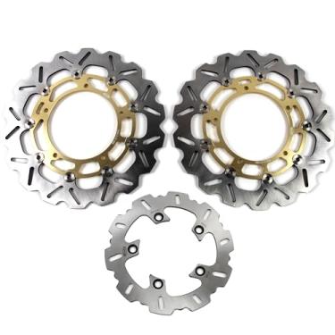 Imagem de Rotores de disco de freio dianteiros e traseiros flutuantes para Yamaha YZF R1 2007-2014, acessórios de substituição de motocicleta dourados