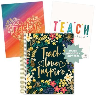 Imagem de bloom daily planners Agenda e calendário de professores de ano acadêmico 2025-2026 - Livro organizador de plano de aula de 7 períodos para sala de aula ou ensino em casa - 23 cm x 28 cm (capa