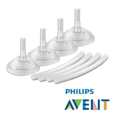 Imagem de Kit 4 Canudo + 4 Válvula Silicone Flexível Copo Philips Avent