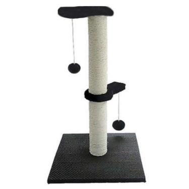 Imagem de Arranhador P/ Gatos Poste C/ Brinquedo Duplo Exclusivo Preto