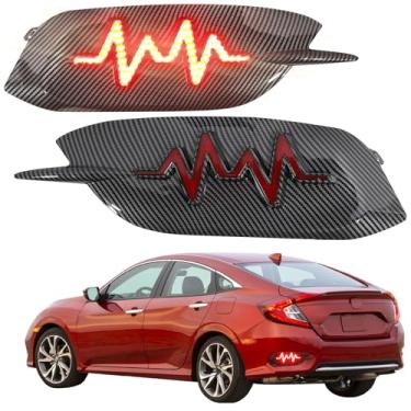 Imagem de SDTSSYVE Faróis de neblina LED para Honda Civic Sedan Coupe Lx Ex Touring 2016-2021 Luz de freio refletor traseiro cor de fibra de carbono (Sedan Brake16-21)