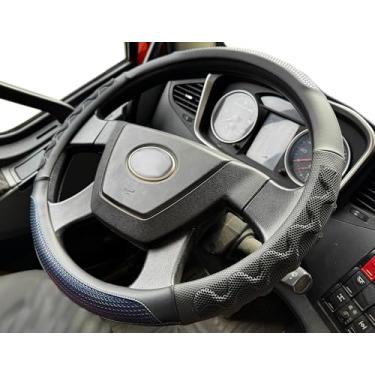 Imagem de PINCTROT Capa de volante tamanho GG com ótima aderência de 17,5 a 18 polegadas para caminhão semi, serve para trailer, caminhoneiro Big Rig Trucker, 18 rodas e carros clássicos, design antiderrapante