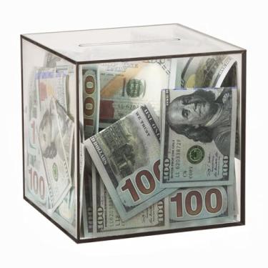 Imagem de Cofrinho transparente para adultos/crianças, caixa de dinheiro de acrílico para economia de moedas, deve quebrar para abrir, pote de economia de dinheiro para adultos, meninos, meninas, tamanho 14 cm