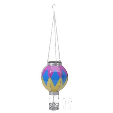Imagem de Lanterna Solar de Balão de Ar Quente, Lanternas Solares Penduradas Luzes do Jardim Automáticas Off Off Solar Hot Air Ballaon Lantern Decorativo para Ganto Porch Tree Yard Yard (L