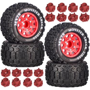 Imagem de MX28 2.8" Tire and Wheels Pre-Glued All-Terrain MT Tires with 12mm/14mm Hexes - 1/10 Scale RC Truck Tires for ARRMA Big Rock, Granite, Senton, Vorteks & Traxxas Slash, Stampede Rustler, Hoss