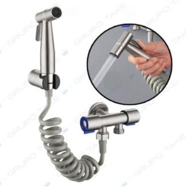 Imagem de Ducha Higiênica Com Registro Duas Saídas Derivação T Inox Escovado - F