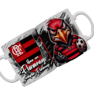 Imagem de Caneca Flamengo Personalizada, Design Mascote, Vermelha e Preta