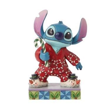 Imagem de Enesco Coleção Disney Traditions de Jim Shore Lilo & Stitch estatueta de pijama de Natal - Pedra resina pintada à mão, feita à mão, estatuetas de Natal da Disney, estatuetas de decoração de casa, 12