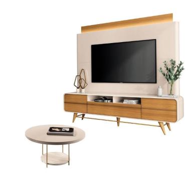 Imagem de Estante Home Theater Nobre Off White Cinamomo E Mesa De Centro Sky Off White– Hb Móveis