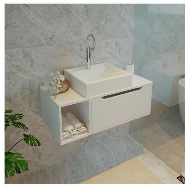 Imagem de Balcão Gabinete Para Banheiro Suspenso Ambiente Bn3644 Branco - Tecnomobili