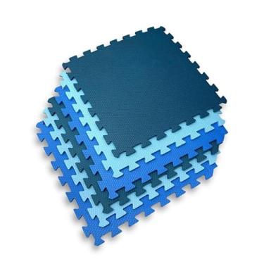 Imagem de kit 10 Tatame Eva Tons de Azul 50x50 10mm Linha Premim Com Bordas