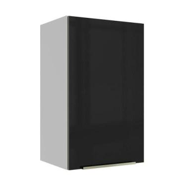 Imagem de Armário Aéreo Madesa Lux 40cm 1 Porta Branco Preto