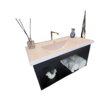 Imagem de Armário Slim 60cm Gabinete de banheiro Casa Gabinete de Banheiro Armário Banheiro Com Pia Slim 60cm(PRETO)