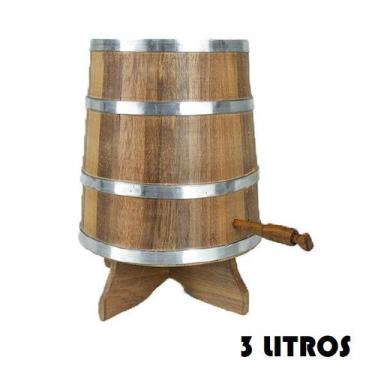 Imagem de Dorna de Madeira Carvalho Natural - Aro Inox - 3 Litros