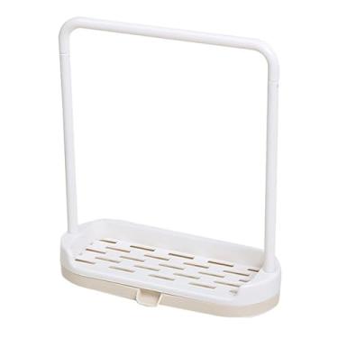 Imagem de lyrlody Porta de Esponja de Cozinha Fácil Instalação e Limpeza, Pia de Pia de Pia de Pia de Pia Caddy de Bandeja de Bandeja Com Rack de Secagem para Esponja de Bancada, Pano, Pano, (Bege)