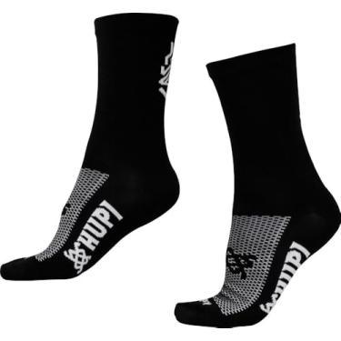 Imagem de Meia para Corrida Bike HUPI Maori 1 Par Cano Médio, Cor: Preto, Tamanho 36-42