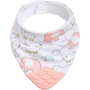 Imagem de Bandana Buba com Mordedor em Silicone Animais Rosa