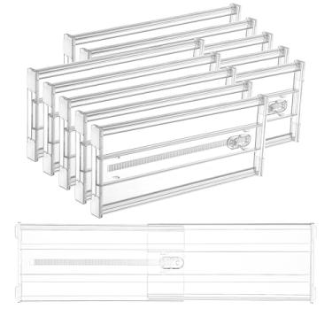 Imagem de Vtopmart Pacote com 10 divisórias de gaveta para roupas, 15 cm de altura 32,5 a 56,5 cm, organizador de gaveta expansível ajustável, separadores de plástico transparente para cômoda, roupas de bebê