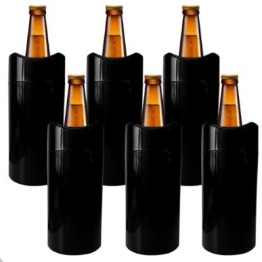 Imagem de Porta Garrafa Térmico Camisinha de Cerveja 600 ml – Mantém a Bebida Gelada e Evita Suor (Preto, Kit 6 Uni - 600ml)