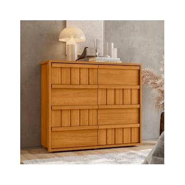 Imagem de Cômoda 8 Gavetas Madetec Tarsila Corrediça Telescópica Ripado Angular Design Moderno