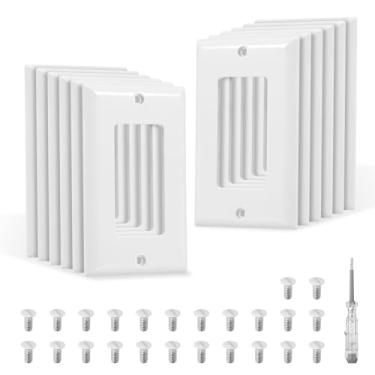 Imagem de 12 peças de tampas de tomada elétrica - tamanho padrão branco 1 gangue 11,4 cm x 6,9 cm placa de parede receptáculo, capa decorativa para interruptor de luz com parafusos para tomadas elétricas