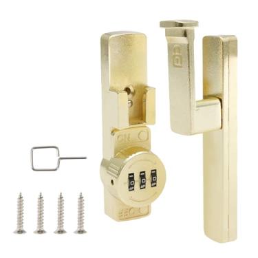 Imagem de LZVXTYM Fechadura de porta de celeiro, trava dobrável com combinação de 3 dígitos, travas de senha de porta deslizante de 90/180 graus, parafuso de trava de portão sem chave para banheiros e armários