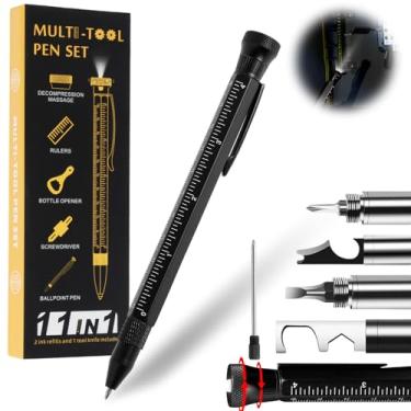 Imagem de Tzdxfgl Conjunto de canetas multifuncionais 12 em 1, multiferramentas, presentes de pai, presentes de aniversário, para homens, várias ferramentas com LED, criativas, masculinas, para pai, marido