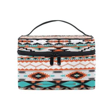 Imagem de Bolsa de cosméticos AUUXVA Ethnic Geometric Chevron Aztec Women