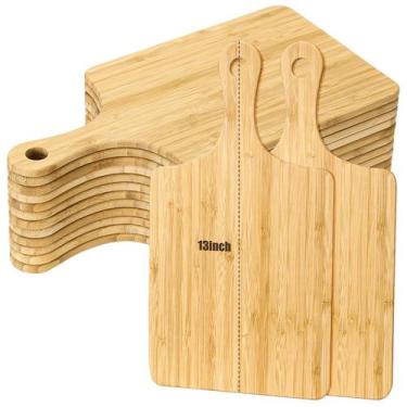 Imagem de Tábua de corte Zubebe Bulk Wood 12 peças com alça de 33x18cm de bambu