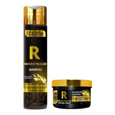 Imagem de Kit Shampoo e Máscara Reconstrutora Intensiva, Toplife Profissional, Recuperação Capilar