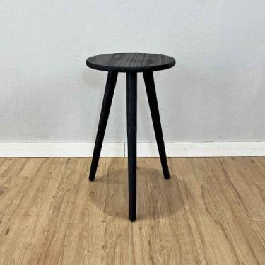 Imagem de Mesa Lateral Redonda com Pé Palito de Madeira Preto - ArtFactory Desig