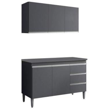 Imagem de Armario Aereo E Balcao Com Tampo 120 Cm Andreia Cinza Reajl Cinza - RE