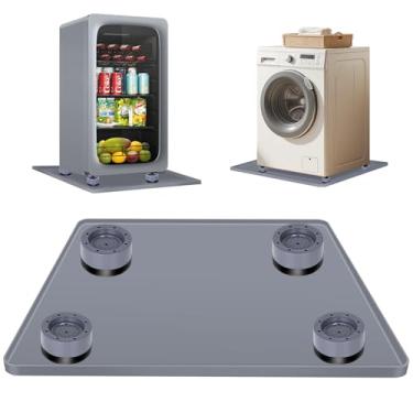 Imagem de ToLanbbt Tapete de silicone para mini geladeira com 4 elevadores de base - 61 cm x 61 cm x 2 cm, bandeja de gotejamento embaixo do tapete de geladeira, protetor de chão, resistente a vazamentos