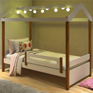 Imagem de Cama Montessori Fio De Luz Cabana Branco Mel Com Colchão