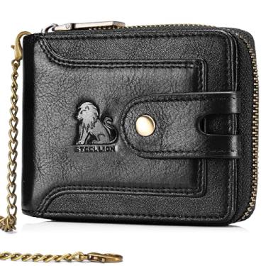 Imagem de Carteira masculina de couro bovino genuíno – Design dobrável durável com bloqueio de RFID e compartimentos para cartões, Preto