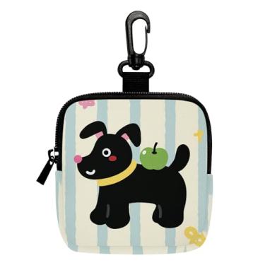 Imagem de Porta-chaves mini porta-moedas, bolsa multifuncional para chaves, moedas, fone de ouvido, batom, porta-cartões, organizador de cabos de dados, bolsa com zíper, linda bolsa listrada azul, acessórios