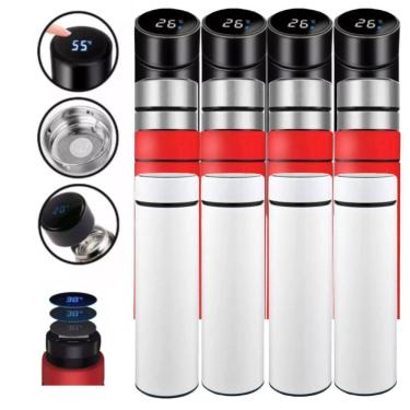 Imagem de Kit 12 Garrafas Térmicas Aço Inox Termômetro Led Digital