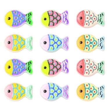 Imagem de UR URLIFEHALL 12 peças, 6 cores, contas de vidro esmaltadas de peixe, contas de animais do mar, oceano, para fazer você mesmo, pulseira de verão, brincos, colar, bijuteria