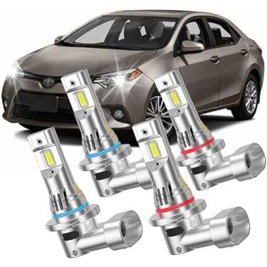 Imagem de KINGSOFE Lâmpadas de halogêneo de substituição de lâmpadas de iluminação para Corolla 2001-2013, 9005 feixe alto e 9006 kit de lâmpadas de farol baixo, 12V 100W 6000K, Plug and Play, pacote com 4