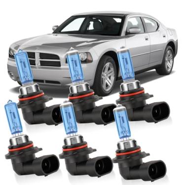 Imagem de Lâmpadas de farol atualizadas compatíveis com Dodge Charger 2006-2009, farol alto 9005 + 9006 farol baixo 9145 combo de lâmpadas de halogêneo, super brilhante 6000K branco, Plug and Play, pacote com 6