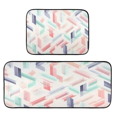 Imagem de Wassud Conjunto de 2 tapetes e tapetes de cozinha Arrows, antiderrapantes, impermeáveis para cozinha, corredor, escritório, pia, lavanderia