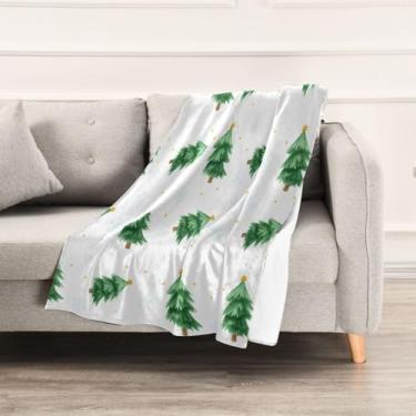 Imagem de Wassud Cobertores e mantas de Natal 152,4 x 228,6 cm, cobertor de aquarela de árvores de Natal para sofá, cadeira, decoração de casa