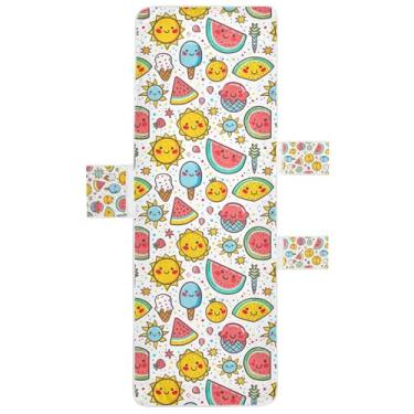 Imagem de STAYTOP Capa de toalha de espreguiçadeira de verão frutas e sorvete, capa macia para espreguiçadeira, capas de cadeira de praia com bolsos para jardim ao ar livre, pátio, pátio, banhos de sol, gramado