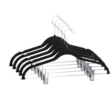 Imagem de Cabides de roupa com clipes móveis Veludo Ultra Fino Rack sem escorregamento para saia calças Casa Viagem