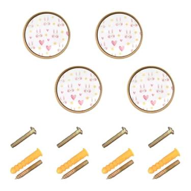 Imagem de Burbuja Puxadores de armário de cozinha com cabeça de coelho, pacote com 4, puxadores redondos de 3,5 cm, puxadores de cômoda com parafusos para cozinha, quarto, armários, armário