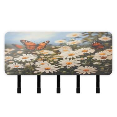 Imagem de Burbuja Porta-chaves de borboleta com 5 ganchos de chave, porta-chaves autoadesivo montado na parede, organizador de armazenamento de correio para entrada, decoração de casa