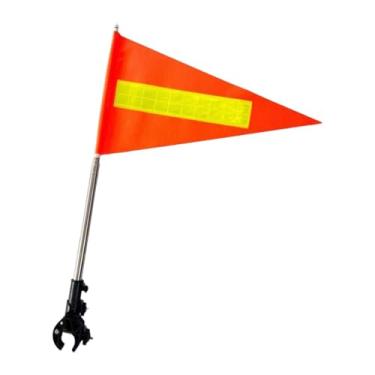 Imagem de YIJU Kit de mastro de bandeira para carrinho de golfe com faixas refletoras, acessórios de suporte de bandeira noturna de alta visibilidade para clubes, Tampo Prateado 22x43cm