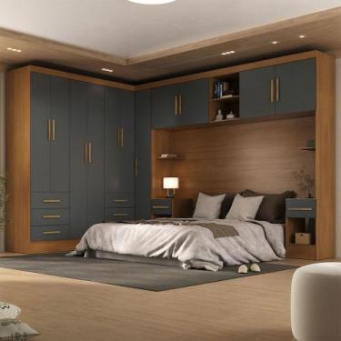 Imagem de Guarda-Roupa Modulado Soberano 11 Portas 8 Gavetas Cinamomo/Chumbo - P
