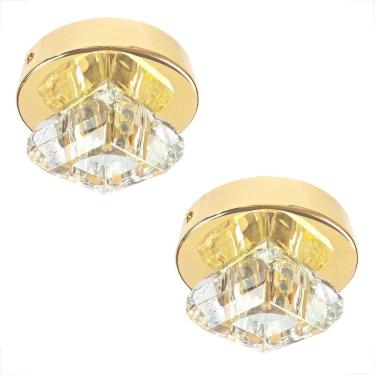 Imagem de Kit 2 Spot Cristal Redondo Sobrepor Plafon Banheiro G9 Bet46